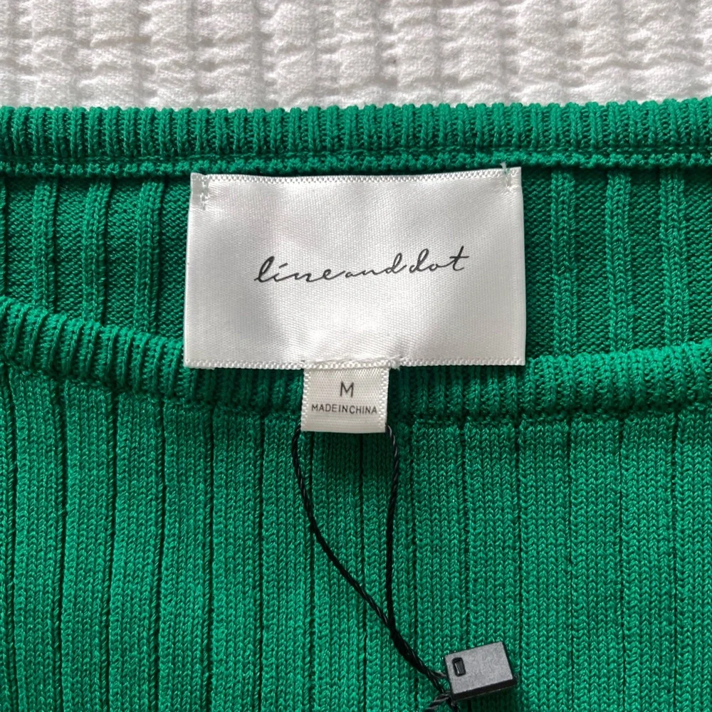 Line & Dot Jules Ribbed Long Sleeve Dress in Green size M - Picture 4 of 6